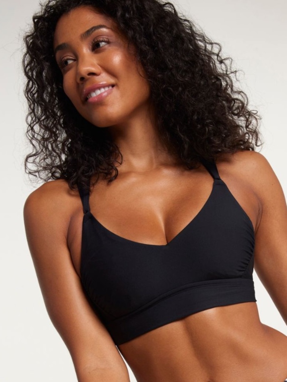 NWT CALIA Women's Strappy Back Ruched Medium Support Bikini Swim Top